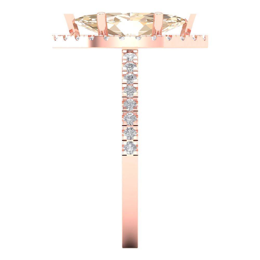 2.38 cttw Natural Morganite Hidden Halo Engagement Ring - Solid Gold (Marquise Cut,12x6mm )