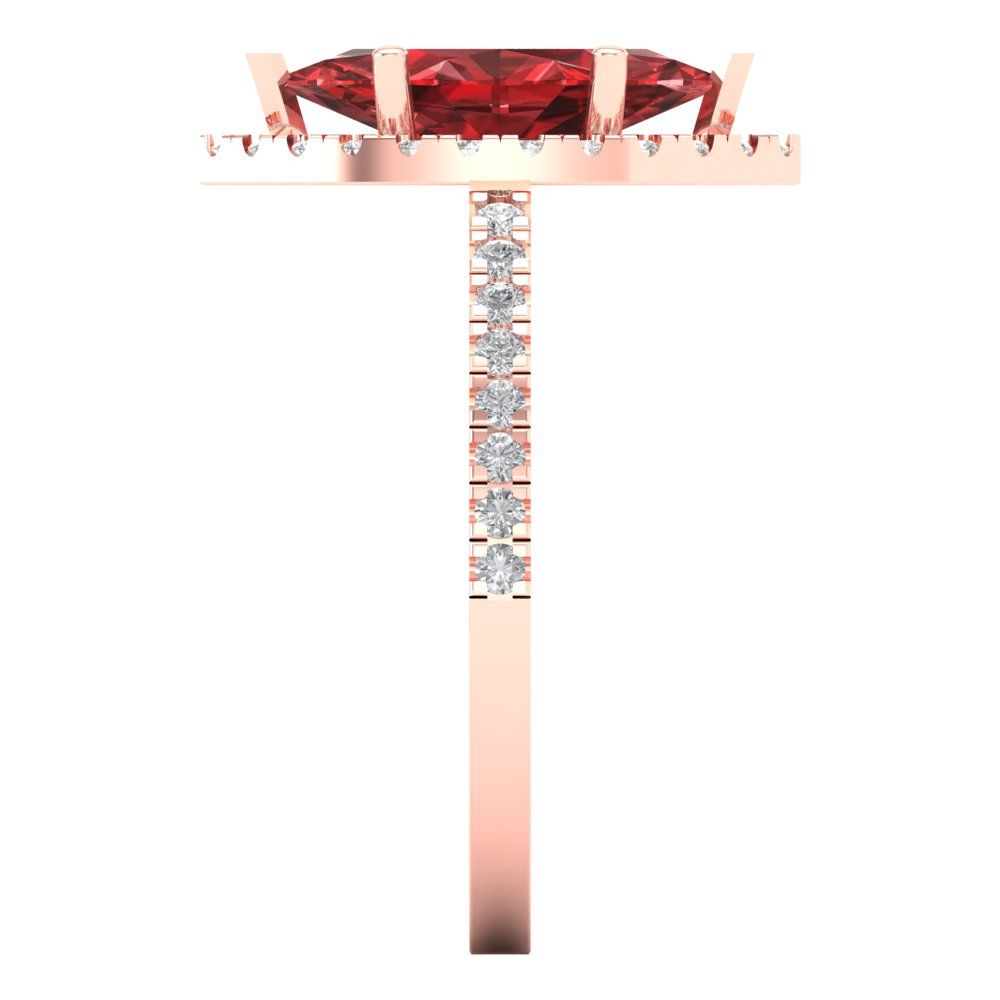 2.38 cttw Natural Garnet Hidden Halo Engagement Ring - Solid Gold (Marquise Cut,12x6mm )