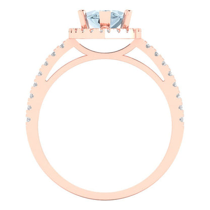 2.38 cttw Natural Sky Blue Topaz Hidden Halo Engagement Ring - Solid Gold (Marquise Cut,12x6mm )