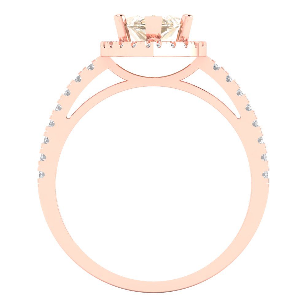 2.38 cttw Natural Morganite Hidden Halo Engagement Ring - Solid Gold (Marquise Cut,12x6mm )