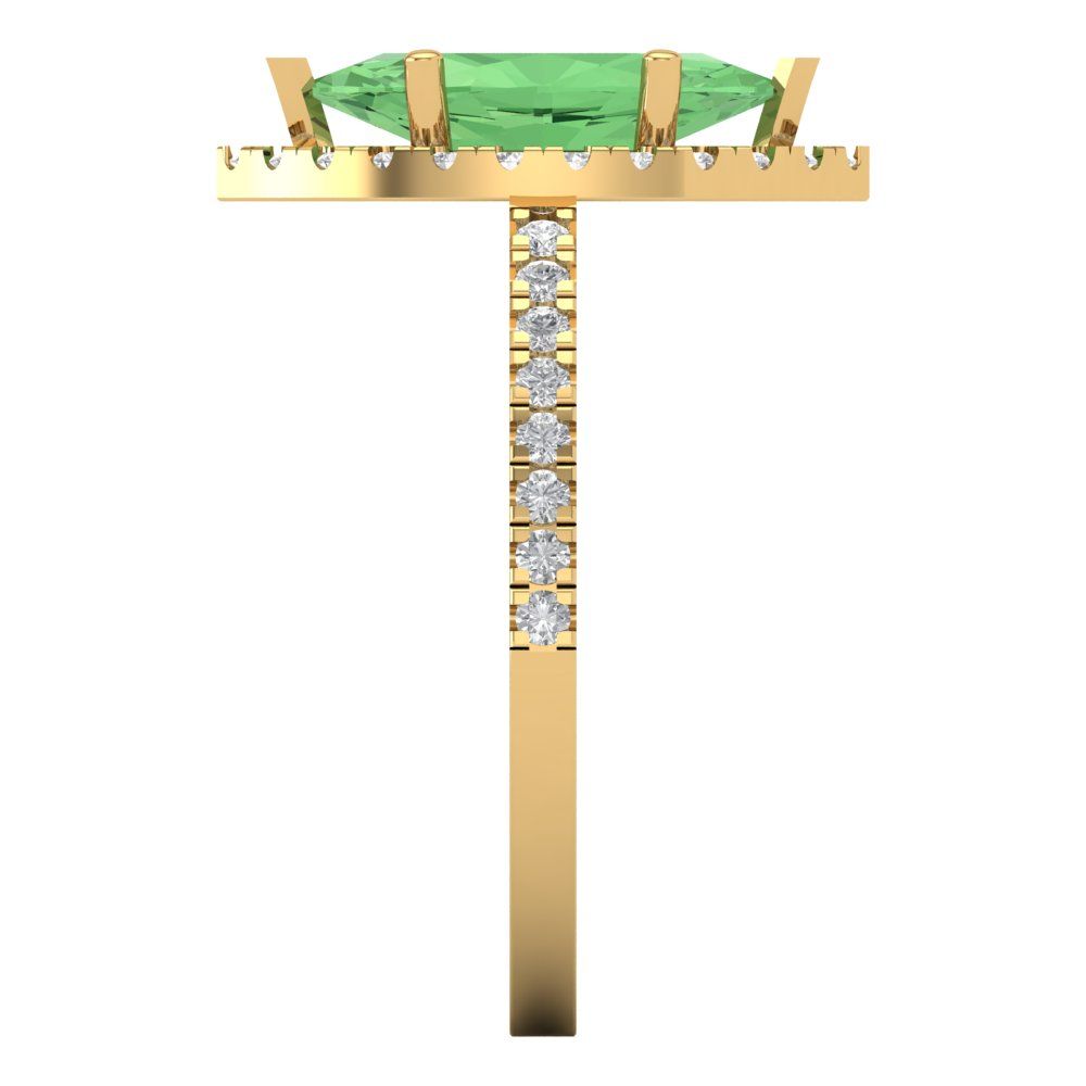 2.38 cttw Zirconia Simulated Green Diamond Hidden Halo Engagement Ring - Solid Gold (VVS1, Marquise Cut,12x6mm )