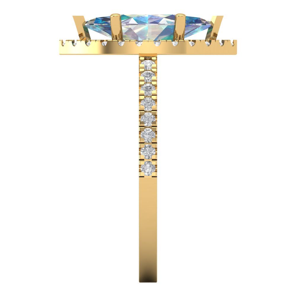 2.38 cttw Blue Moissanite Hidden Halo Engagement Ring - Solid Gold (Marquise Cut,12x6mm )