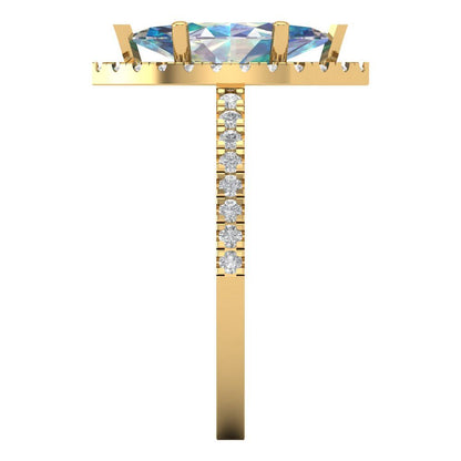 2.38 cttw Blue Moissanite Hidden Halo Engagement Ring - Solid Gold (Marquise Cut,12x6mm )