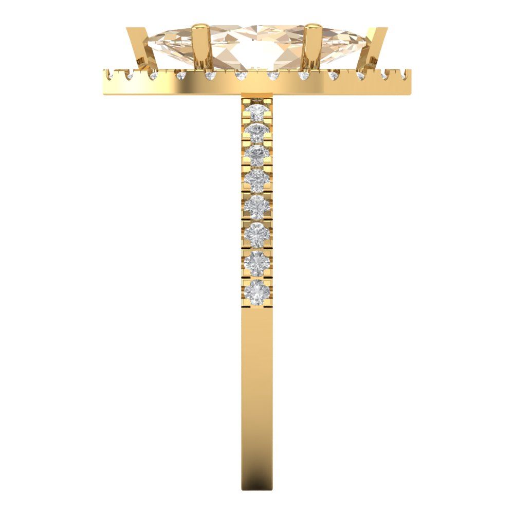 2.38 cttw Natural Morganite Hidden Halo Engagement Ring - Solid Gold (Marquise Cut,12x6mm )