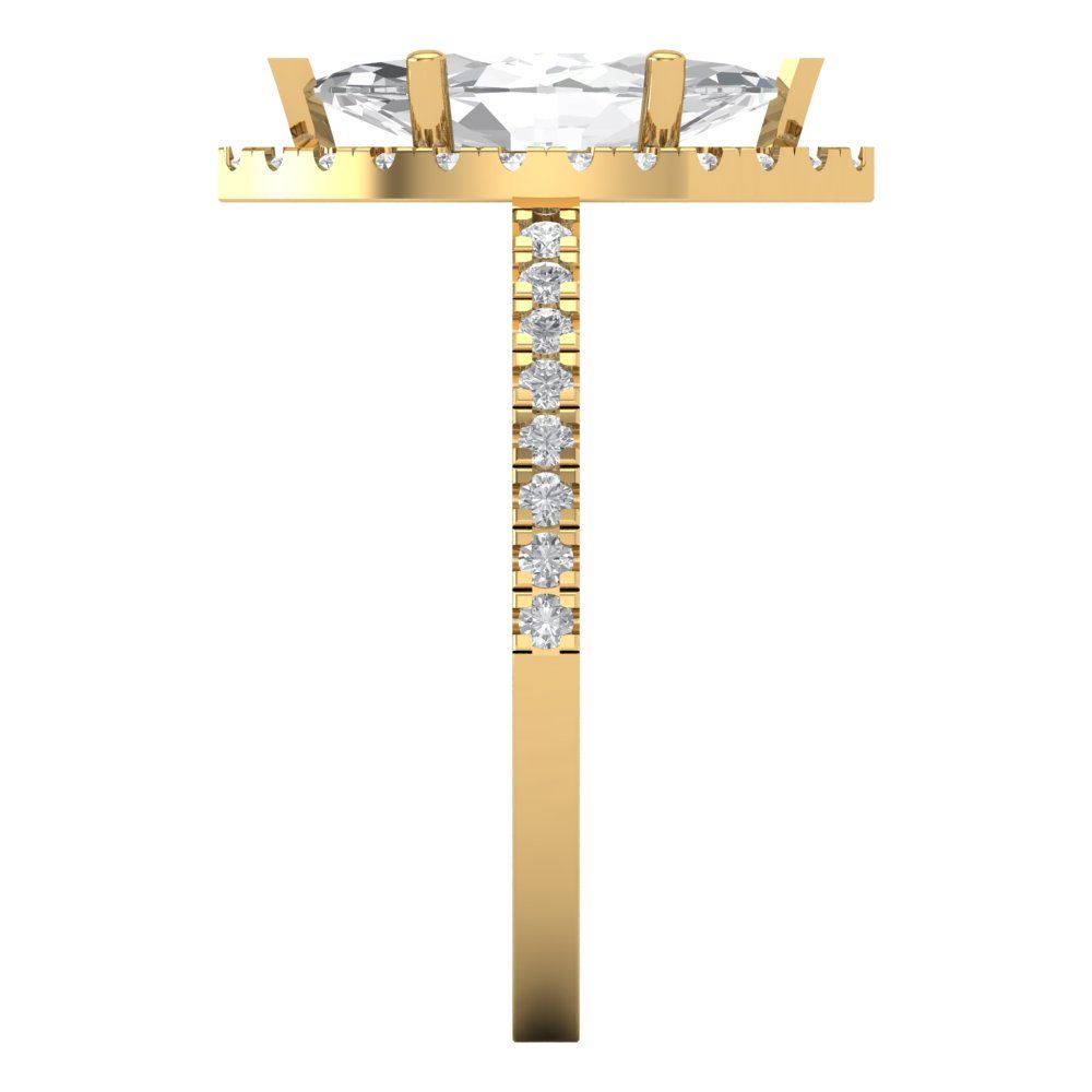 2.38 cttw White Sapphire Hidden Halo Engagement Ring - Solid Gold (Marquise Cut,12x6mm )