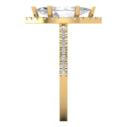2.38 cttw White Sapphire Hidden Halo Engagement Ring - Solid Gold (Marquise Cut,12x6mm )