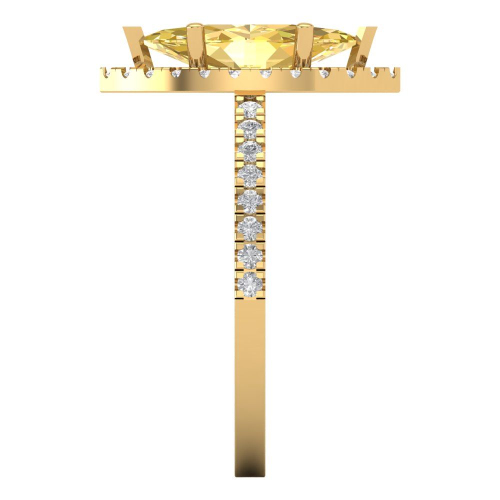 2.38 cttw Zirconia Simulated Yellow Diamond Hidden Halo Engagement Ring - Solid Gold (VVS1, Marquise Cut,12x6mm )