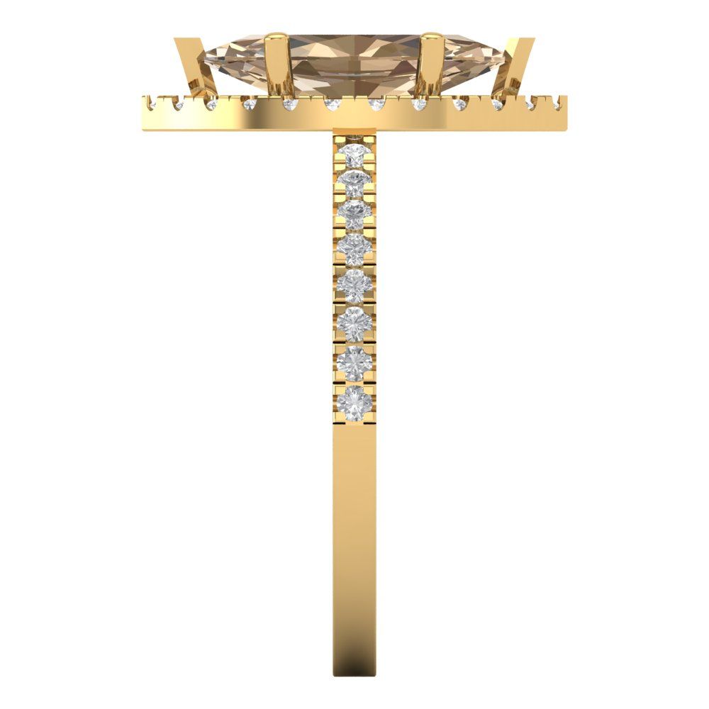 2.38 cttw Yellow Moissanite Hidden Halo Engagement Ring - Solid Gold (Marquise Cut,12x6mm )