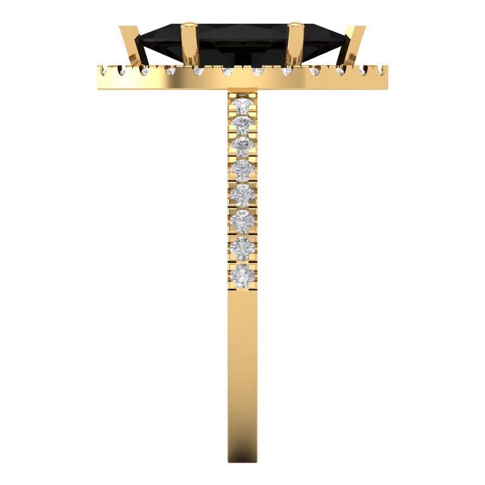 2.38 cttw Natural Onyx Hidden Halo Engagement Ring - Solid Gold (Marquise Cut,12x6mm )