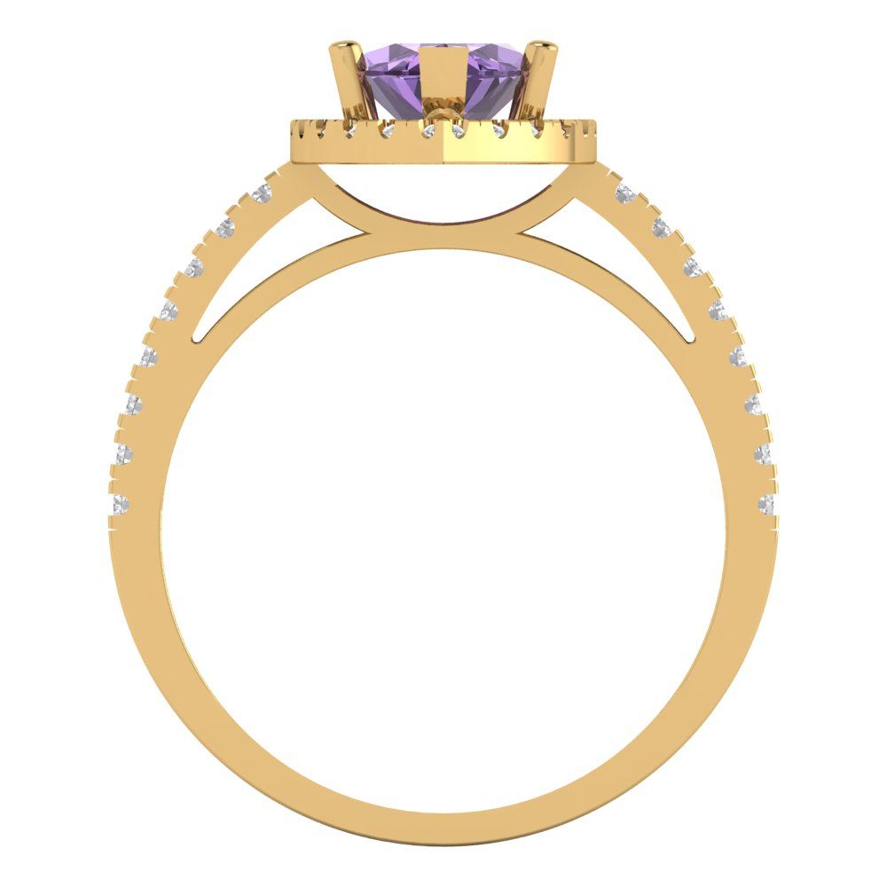 2.38 cttw Simulated Alexandrite Hidden Halo Engagement Ring - Solid Gold (Marquise Cut,12x6mm )