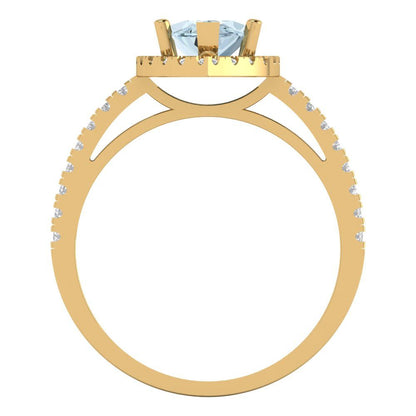 2.38 cttw Natural Sky Blue Topaz Hidden Halo Engagement Ring - Solid Gold (Marquise Cut,12x6mm )