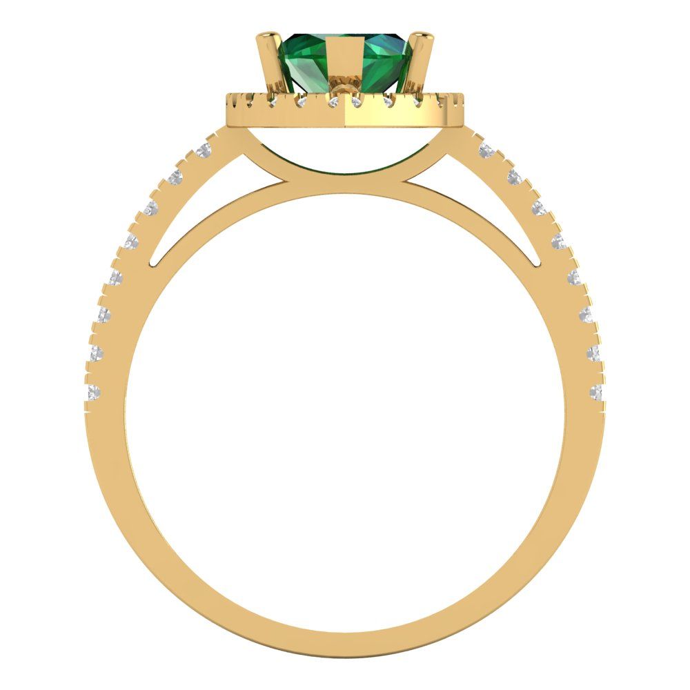 2.38 cttw Simulated Emerald Hidden Halo Engagement Ring - Solid Gold (Marquise Cut,12x6mm )