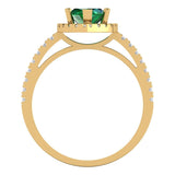 2.38 ct Brilliant Marquise Cut Simulated Emerald Stone Yellow Gold Halo Solitaire with Accents Ring