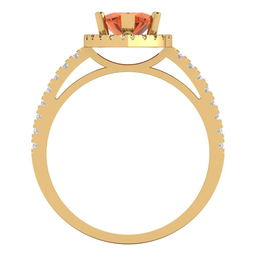 2.38 cttw Zirconia Simulated Red Diamond Hidden Halo Engagement Ring - Solid Gold (VVS1, Marquise Cut,12x6mm )