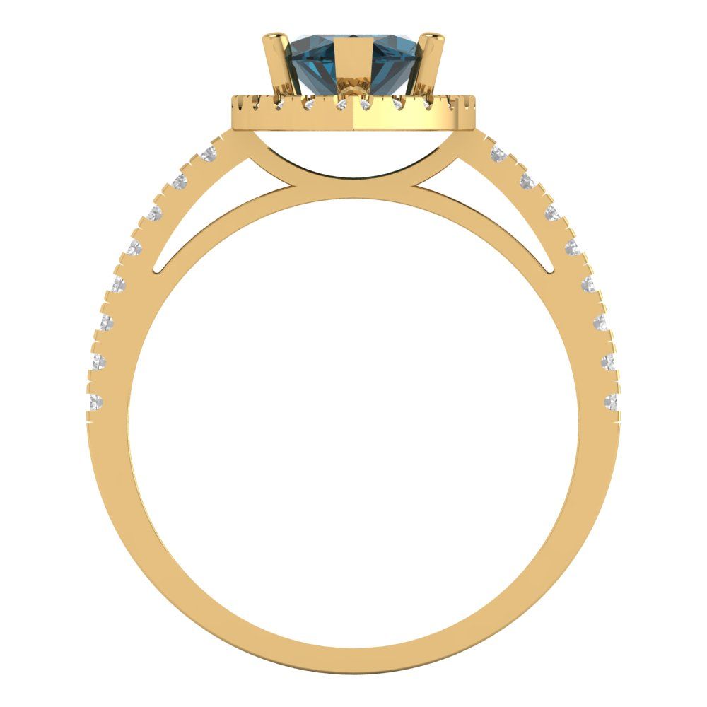 2.38 cttw Natural London Blue Topaz Hidden Halo Engagement Ring - Solid Gold (Marquise Cut,12x6mm )
