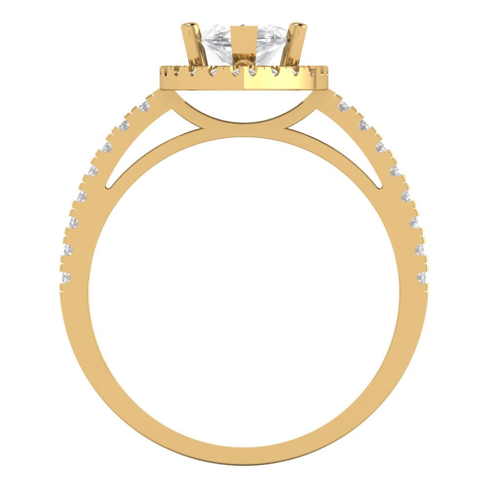 2.38 cttw Zirconia Simulated Diamond Hidden Halo Engagement Ring - Solid Gold (VVS1, Marquise Cut,12x6mm )