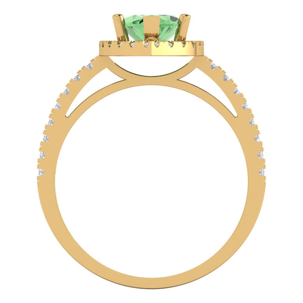2.38 cttw Zirconia Simulated Green Diamond Hidden Halo Engagement Ring - Solid Gold (VVS1, Marquise Cut,12x6mm )