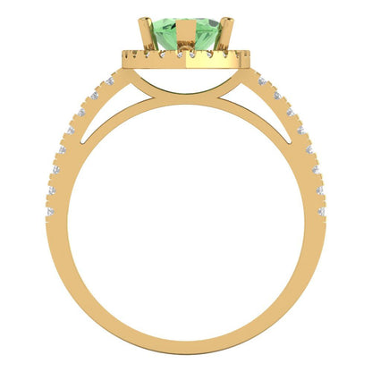2.38 cttw Zirconia Simulated Green Diamond Hidden Halo Engagement Ring - Solid Gold (VVS1, Marquise Cut,12x6mm )