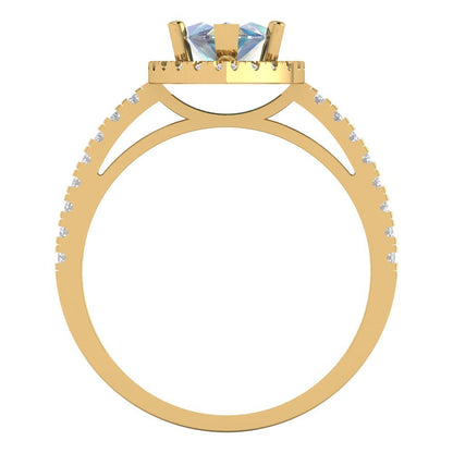 2.38 cttw Blue Moissanite Hidden Halo Engagement Ring - Solid Gold (Marquise Cut,12x6mm )