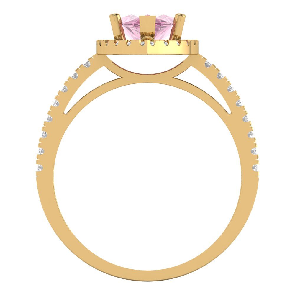 2.38 cttw Zirconia Simulated Pink Diamond Hidden Halo Engagement Ring - Solid Gold (VVS1, Marquise Cut,12x6mm )