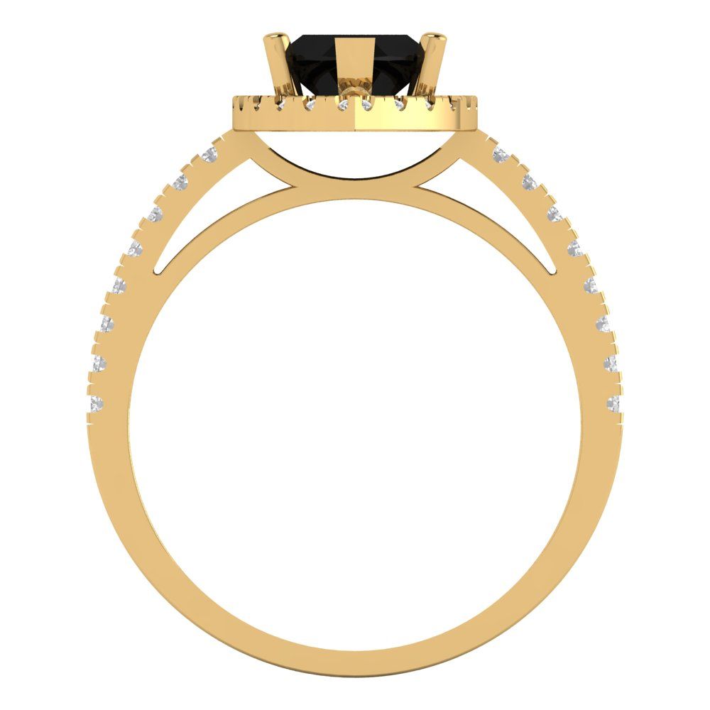 2.38 cttw Natural Onyx Hidden Halo Engagement Ring - Solid Gold (Marquise Cut,12x6mm )