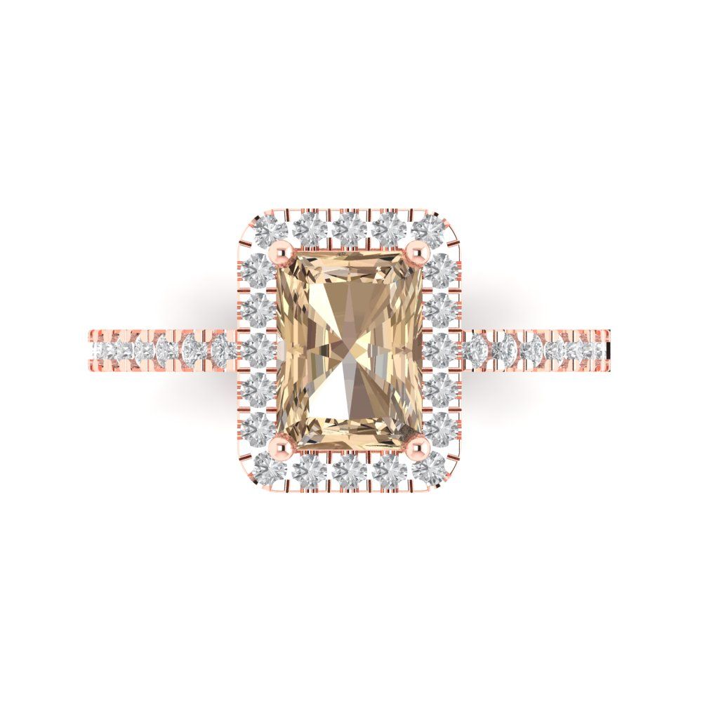 1.86 cttw Yellow Moissanite Hidden Halo Engagement Ring - Solid Gold (Emerald Cut,7.5x5.5mm)