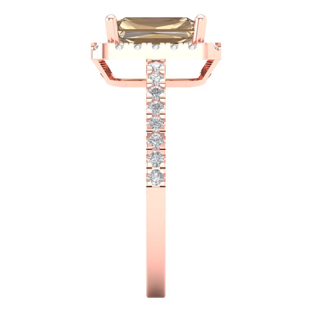 1.86 cttw Yellow Moissanite Hidden Halo Engagement Ring - Solid Gold (Emerald Cut,7.5x5.5mm)