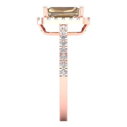 1.86 cttw Yellow Moissanite Hidden Halo Engagement Ring - Solid Gold (Emerald Cut,7.5x5.5mm)