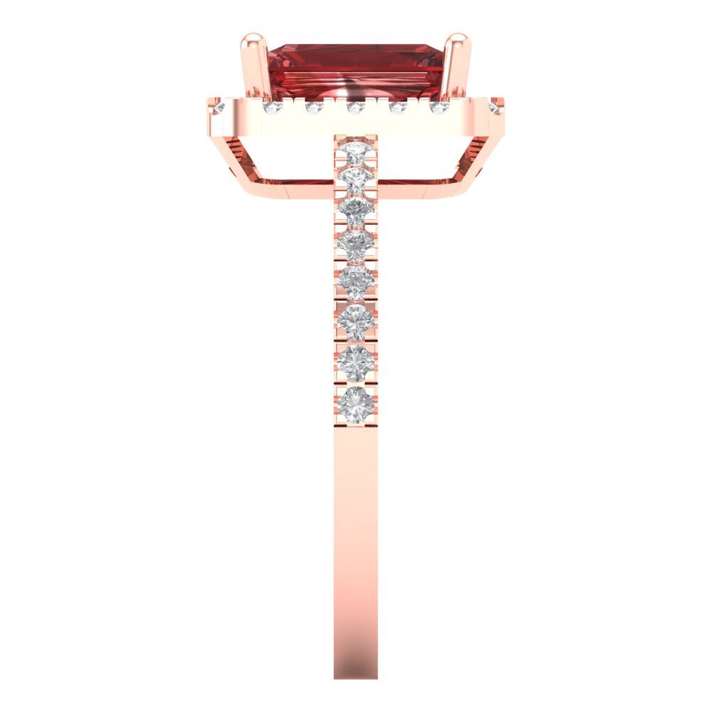 1.86 cttw Natural Garnet Hidden Halo Engagement Ring - Solid Gold (Emerald Cut,7.5x5.5mm)