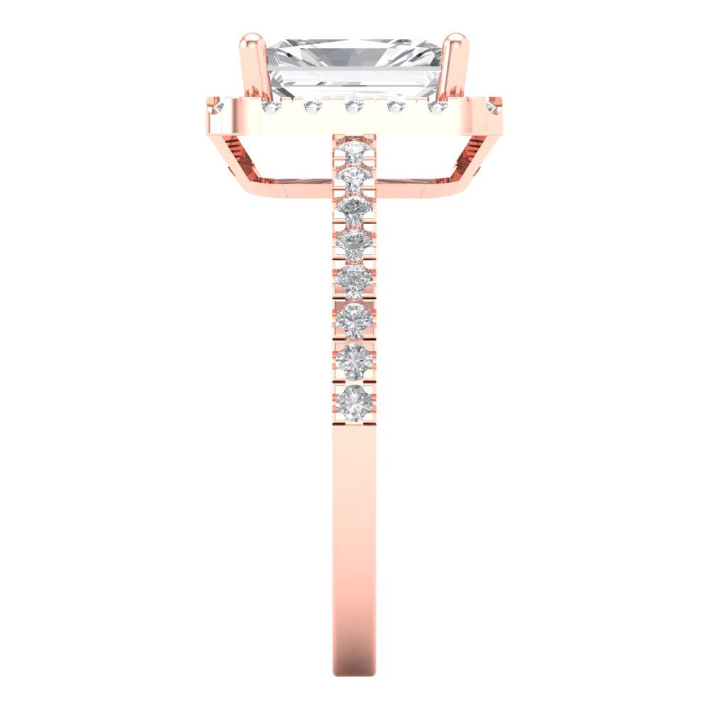 1.86 cttw Certified Moissanite Hidden Halo Engagement Ring - Solid Gold (VVS1, D-F,Emerald Cut,7.5x5.5mm)