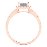 1.86 ct Brilliant Emerald Cut Natural Diamond Stone Clarity SI1-2 Color I-J Rose Gold Halo Solitaire with Accents Ring