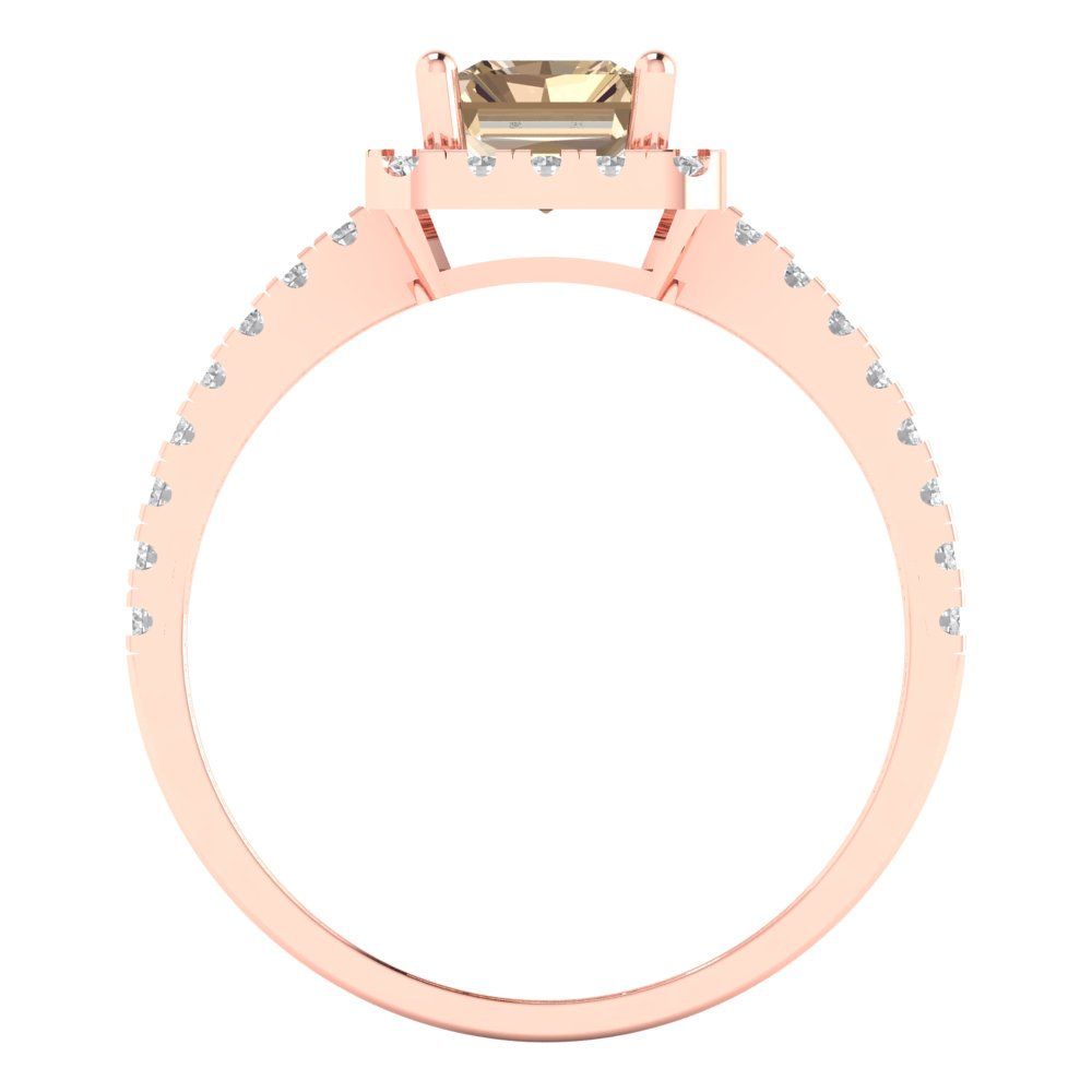 1.86 cttw Yellow Moissanite Hidden Halo Engagement Ring - Solid Gold (Emerald Cut,7.5x5.5mm)