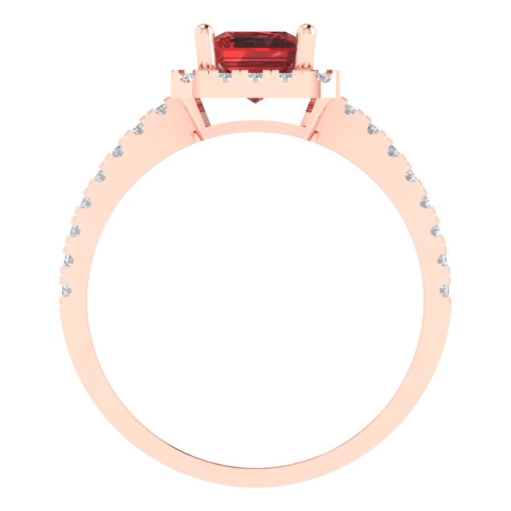 1.86 cttw Natural Garnet Hidden Halo Engagement Ring - Solid Gold (Emerald Cut,7.5x5.5mm)