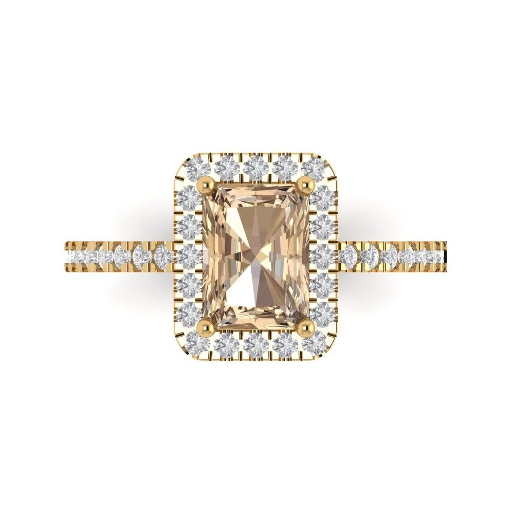 1.86 cttw Yellow Moissanite Hidden Halo Engagement Ring - Solid Gold (Emerald Cut,7.5x5.5mm)