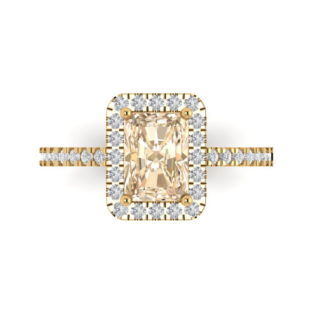 1.86 cttw Natural Morganite Hidden Halo Engagement Ring - Solid Gold (Emerald Cut,7.5x5.5mm)