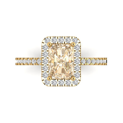 1.86 cttw Natural Morganite Hidden Halo Engagement Ring - Solid Gold (Emerald Cut,7.5x5.5mm)