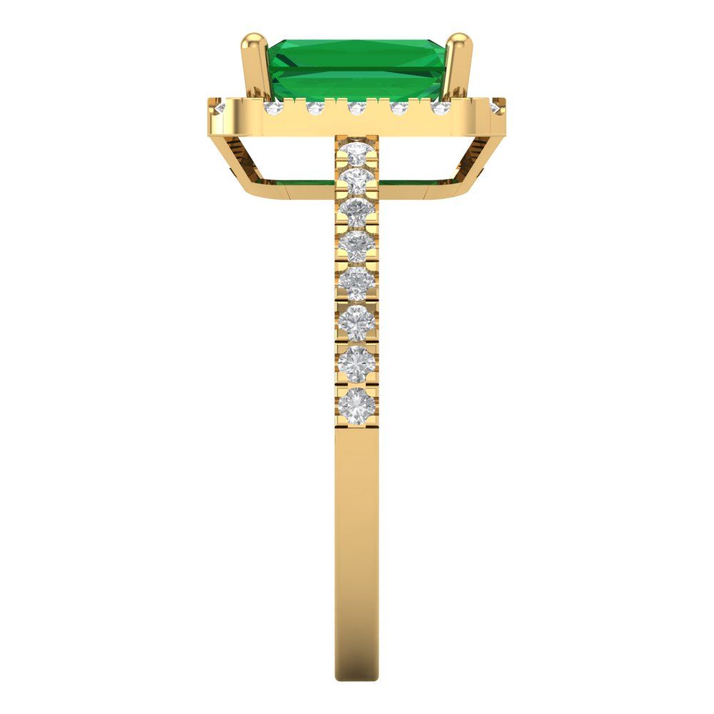 1.86 cttw Simulated Emerald Hidden Halo Engagement Ring - Solid Gold (Emerald Cut,7.5x5.5mm)