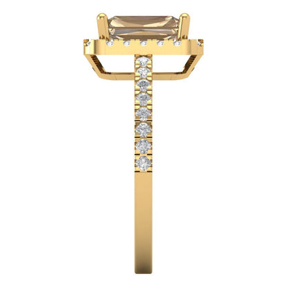 1.86 cttw Yellow Moissanite Hidden Halo Engagement Ring - Solid Gold (Emerald Cut,7.5x5.5mm)