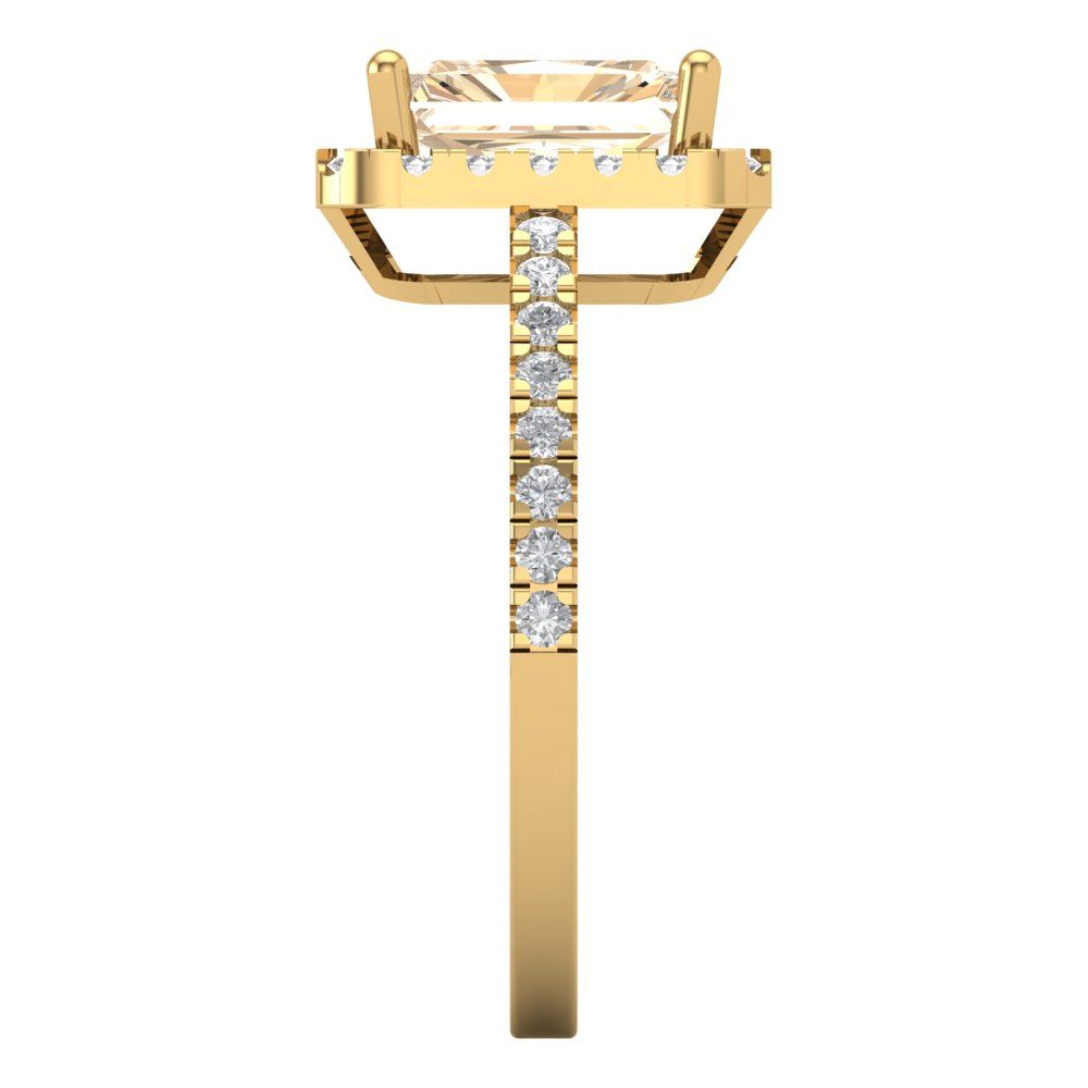 1.86 cttw Natural Morganite Hidden Halo Engagement Ring - Solid Gold (Emerald Cut,7.5x5.5mm)