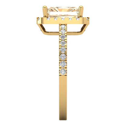 1.86 cttw Natural Morganite Hidden Halo Engagement Ring - Solid Gold (Emerald Cut,7.5x5.5mm)