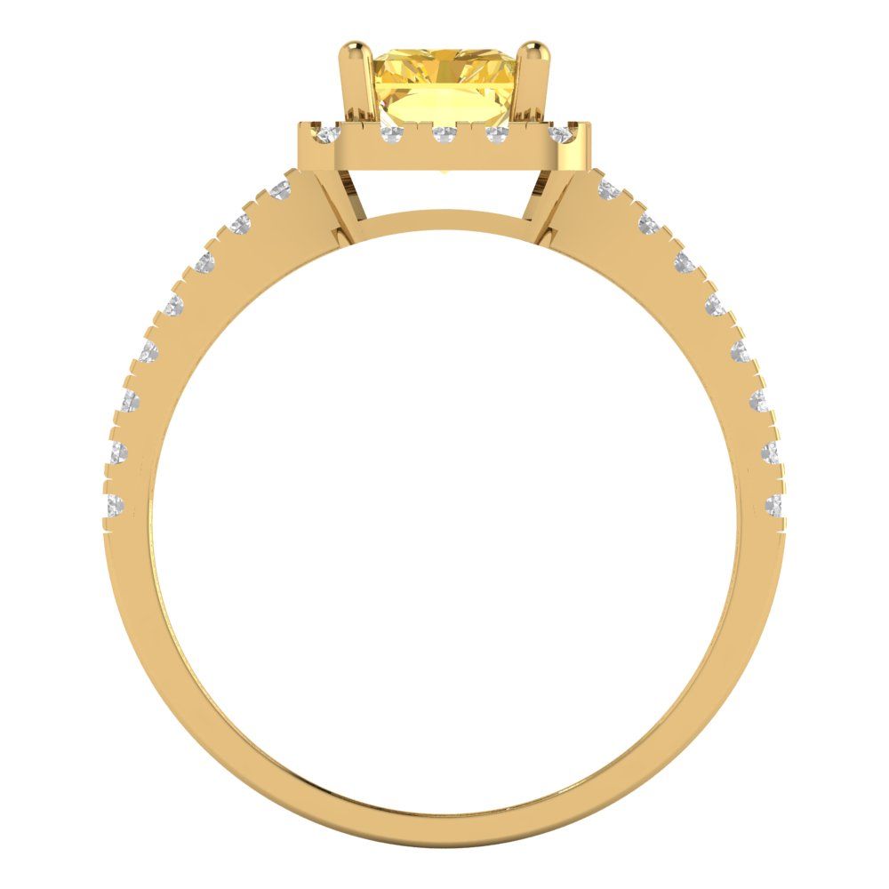 1.86 cttw Natural Citrine Hidden Halo Engagement Ring - Solid Gold (Emerald Cut,7.5x5.5mm)