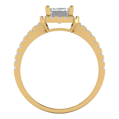 1.86 cttw Certified Moissanite Hidden Halo Engagement Ring - Solid Gold (VVS1, D-F,Emerald Cut,7.5x5.5mm)