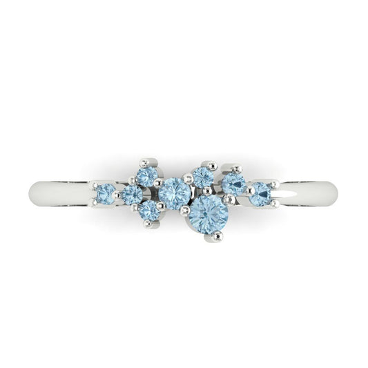 0.17 cttw Natural Sky Blue Topaz Round Cut White Gold Eternity Wedding Band