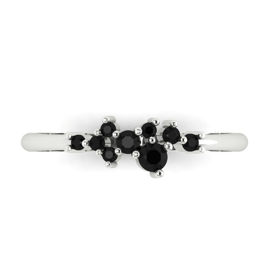 0.17 cttw Natural Onyx Round Cut White Gold Eternity Wedding Band