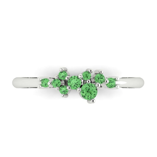 0.17 cttw Simulated Green Diamond Round Cut White Gold Eternity Wedding Band