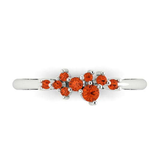 0.17 cttw Simulated Red Diamond Round Cut White Gold Eternity Wedding Band
