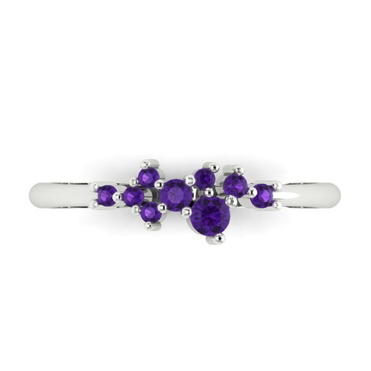 0.17 cttw Natural Amethyst Round Cut White Gold Eternity Wedding Band