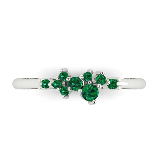 0.17 cttw Simulated Emerald Round Cut White Gold Eternity Wedding Band