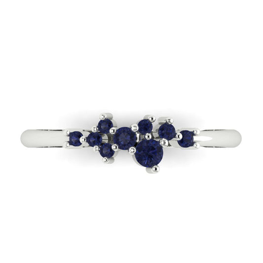 0.17 cttw Simulated Blue Sapphire Round Cut White Gold Eternity Wedding Band