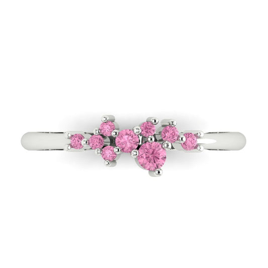 0.17 cttw Simulated Pink Diamond Round Cut White Gold Eternity Wedding Band